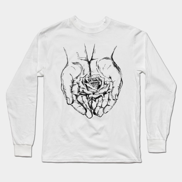 Flower in your hands Long Sleeve T-Shirt by rachelsfinelines